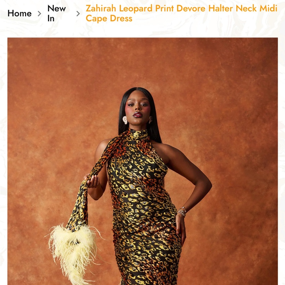 Zahirah Leopard Print Backless Midi Dress